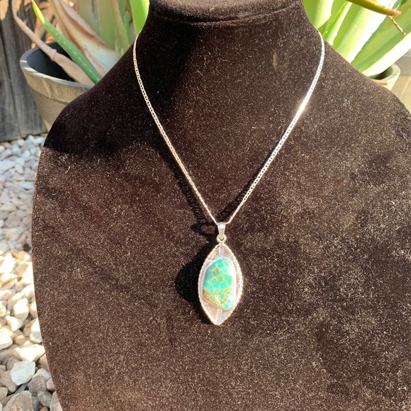 Silver Necklace with Turquoise Pendant - Picture 11 of 16
